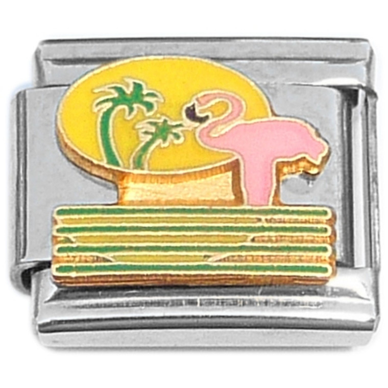 Flamingo Palm Trees Italian Charm
