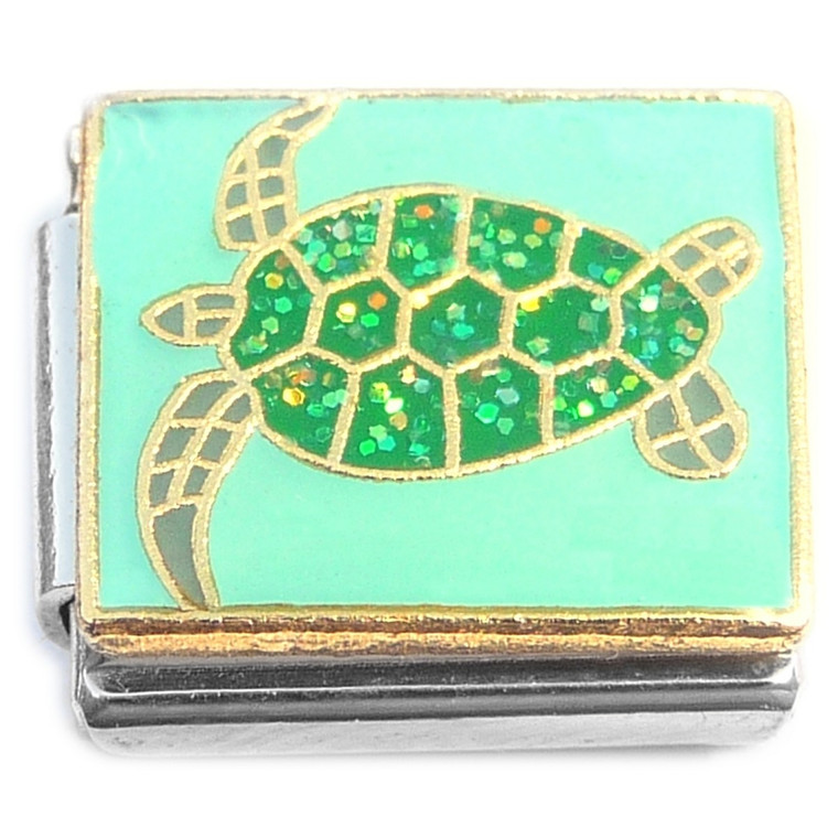 Green Sea Turtle Sparkle Shell Seaturtle Italian Charm