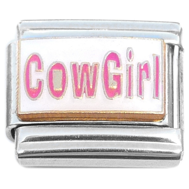 Cowgirl Pink Text Cow Girl Italian Charm