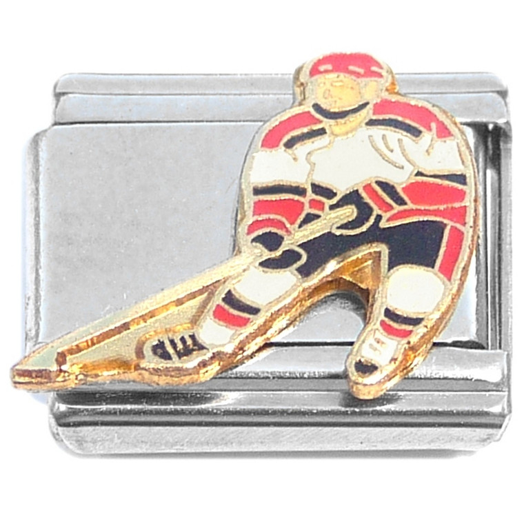 Hockey Player Skating Sports Italian Charm