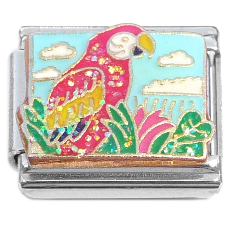 Red Parrot Bird Blue Sky Italian Charm