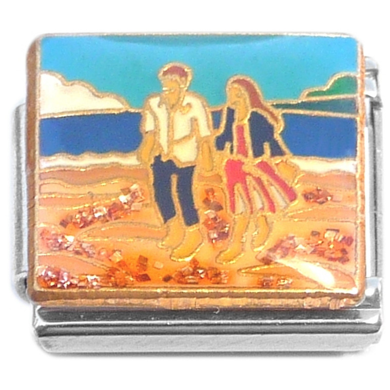 Couple Walking Water Man Woman Italian Charm