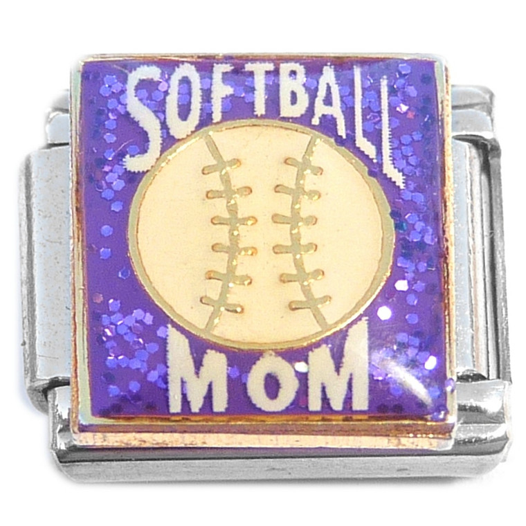 Softball Mom Purple Italian Charm