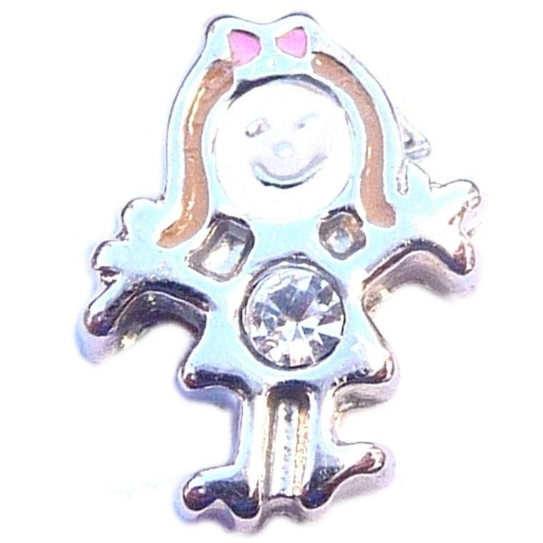 April Girl Silvertone Floating Locket Charm