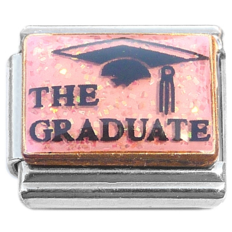 The Graduate Pink Sparkle Graduation Cap Italian Charm
