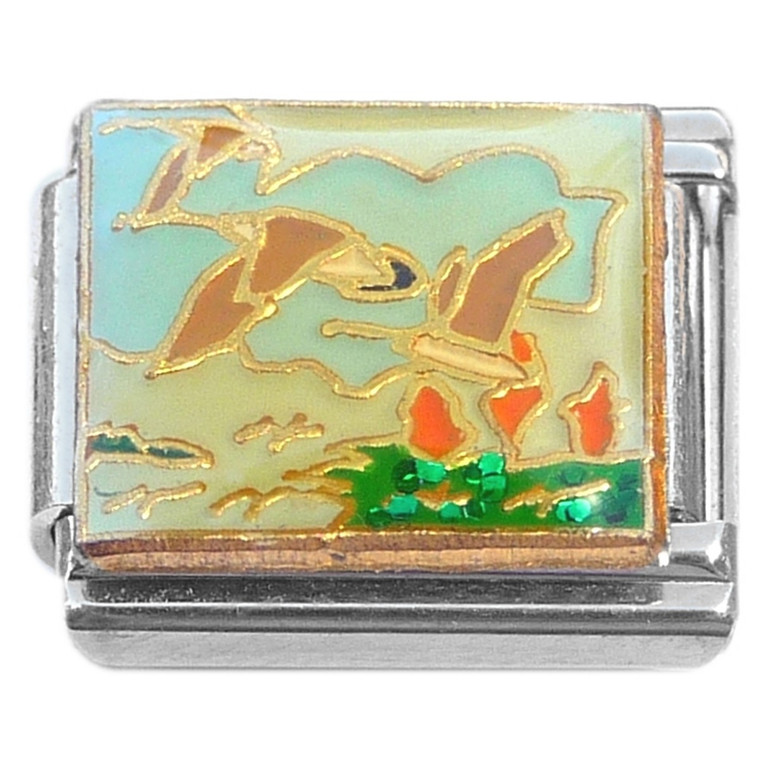 Birds Flying Blue Sky Italian Charm