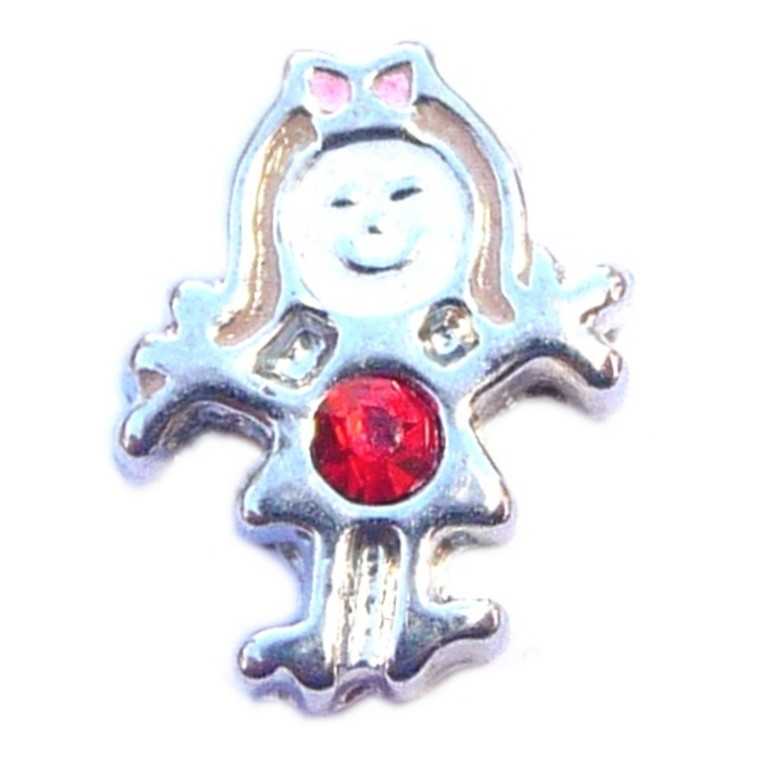 July Girl Silvertone Floating Locket Charm