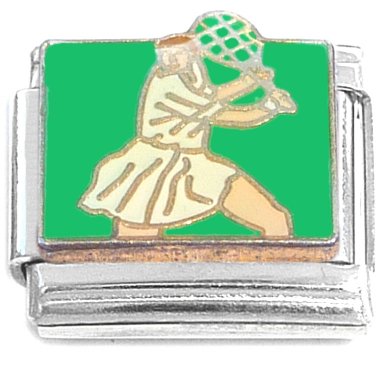 Tennis Player Woman on Green Italian Charm
