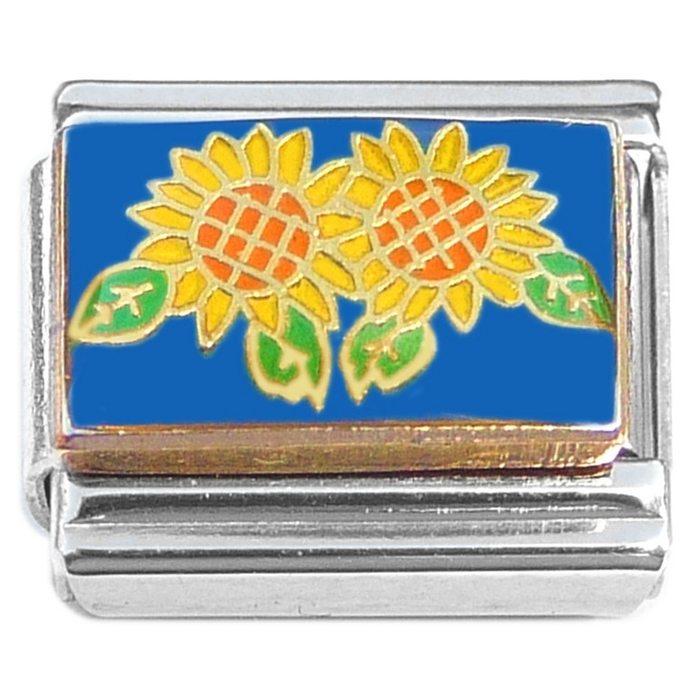 Sunflower Pair Dark Blue Italian Charm