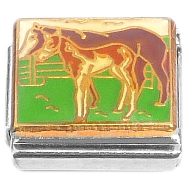 Brown Horses Light Dark Italian Charm