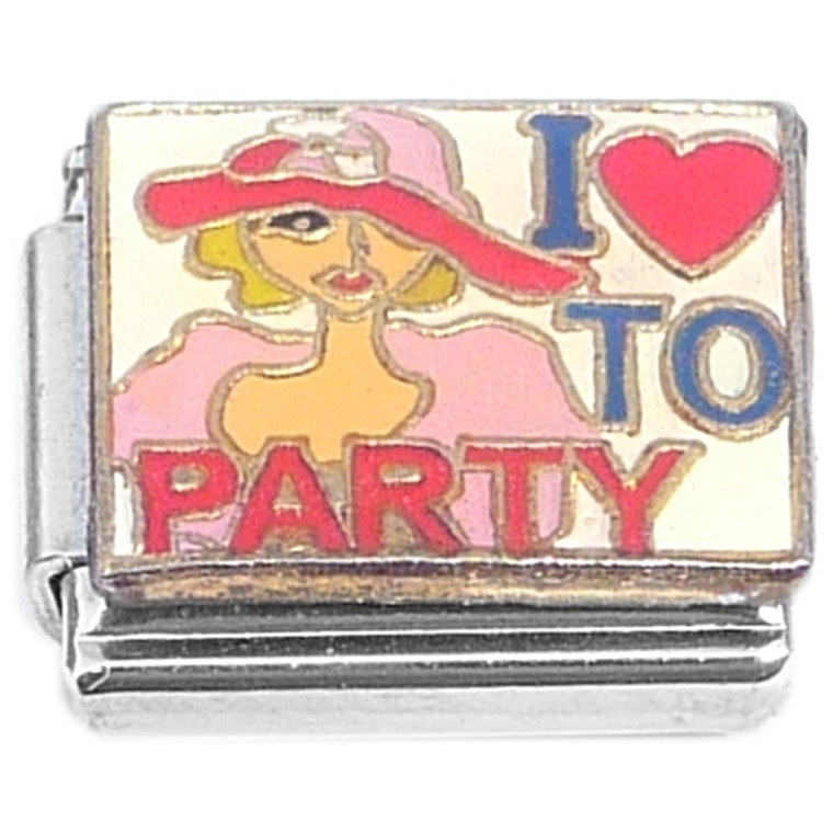 I Love to Party Woman Italian Charm