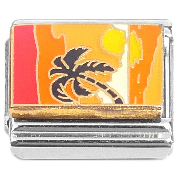 Palm Tree Sunset Red Orange Yellow Italian Charm