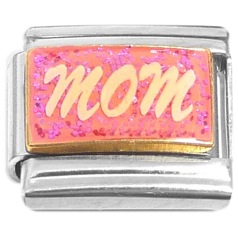 Mom Pink Glitter Italian Charm