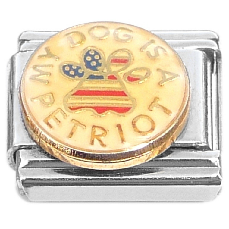 White My Dog is a Petriot Patriotic Italian Charm