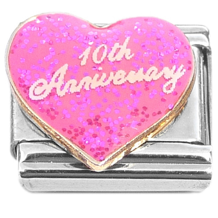 Pink Tenth Anniversary 10th Italian Charm