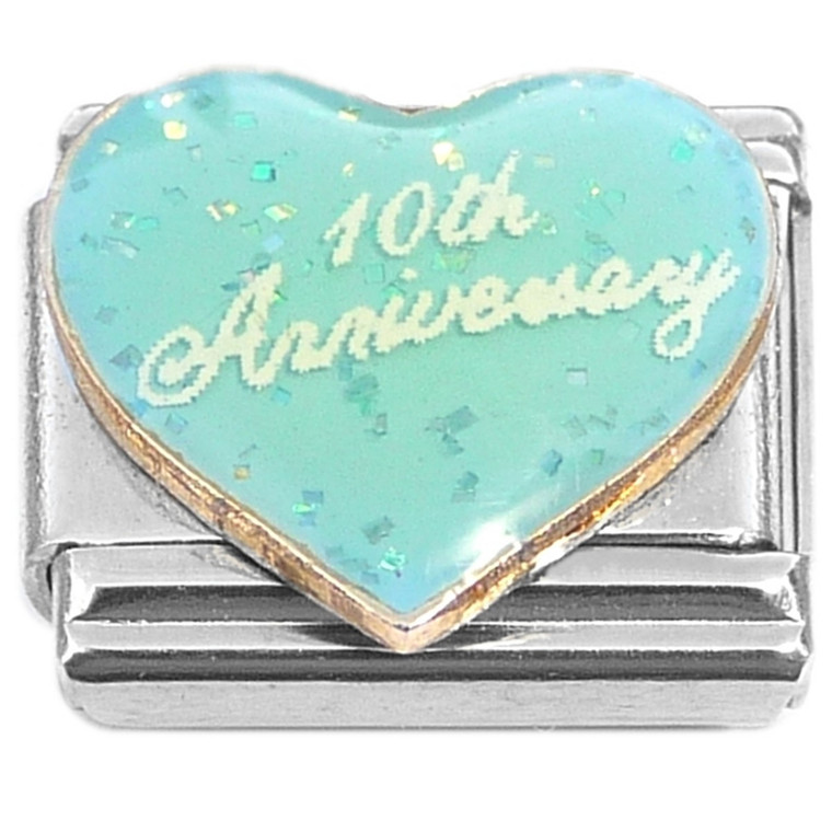 Light Blue Tenth Anniversary 10th Italian Charm