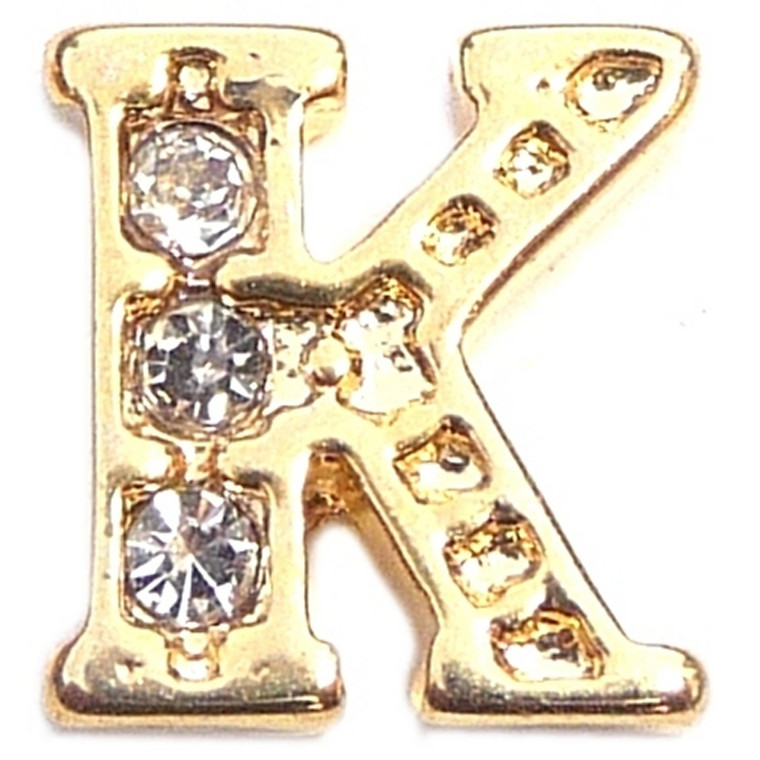 Fancy Goldtone Letter K Floating Locket Charm