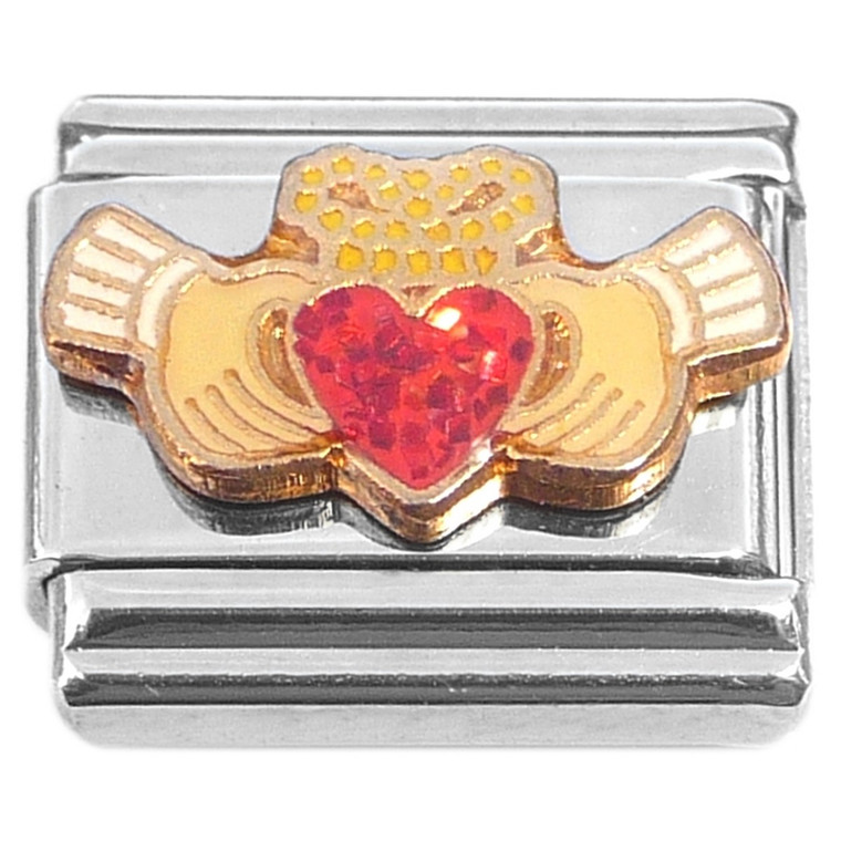 Red Claddagh Heart Hands Italian Charm
