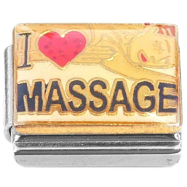 I Love Massage Red Heart Italian Charm