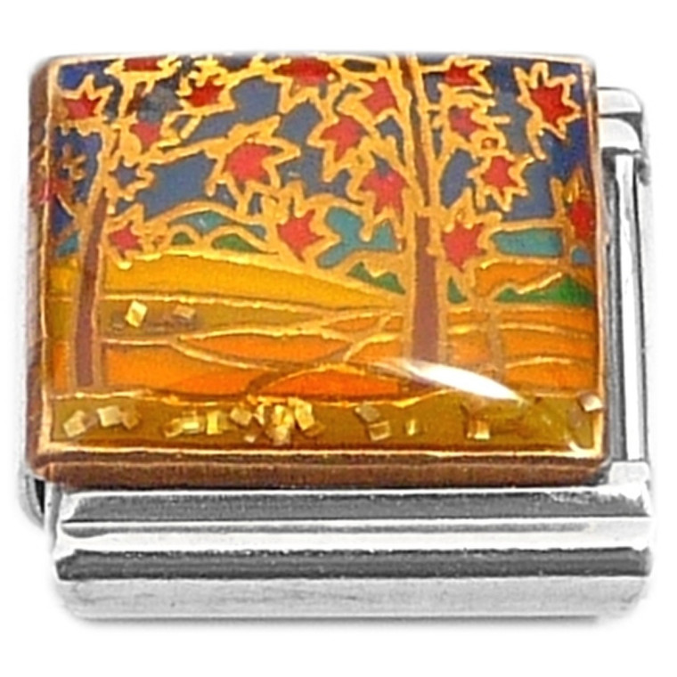 Red Leaf Tree Dark Sky Italian Charms