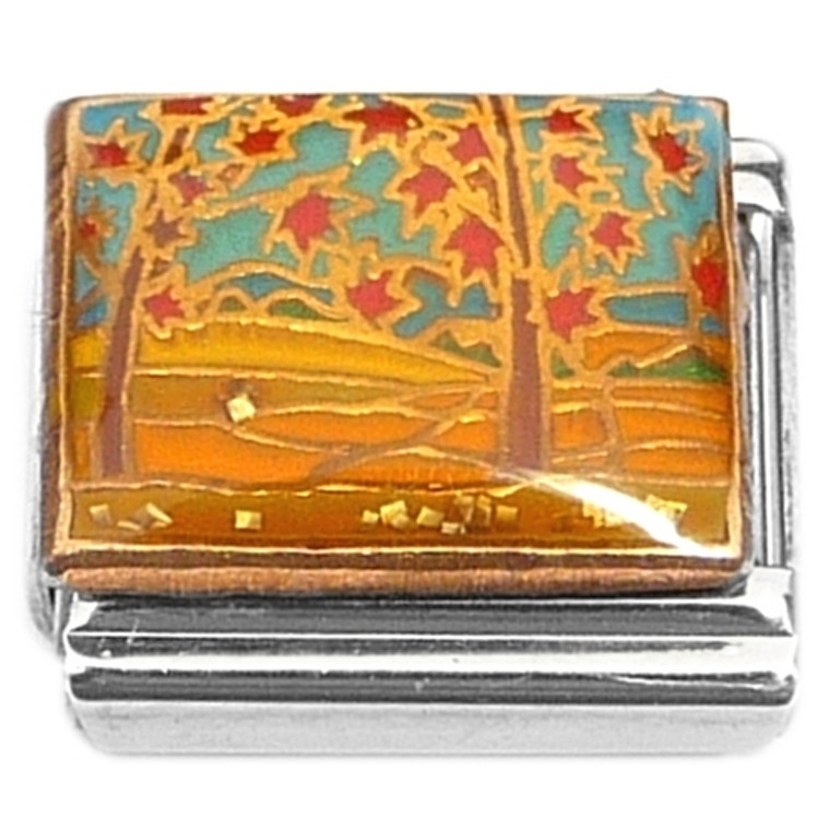 Tree Red Leaves Light Blue Sky Italian Charms