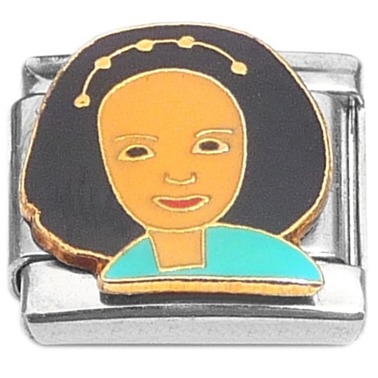 Smiling Girl Dark Hair Italian Charms