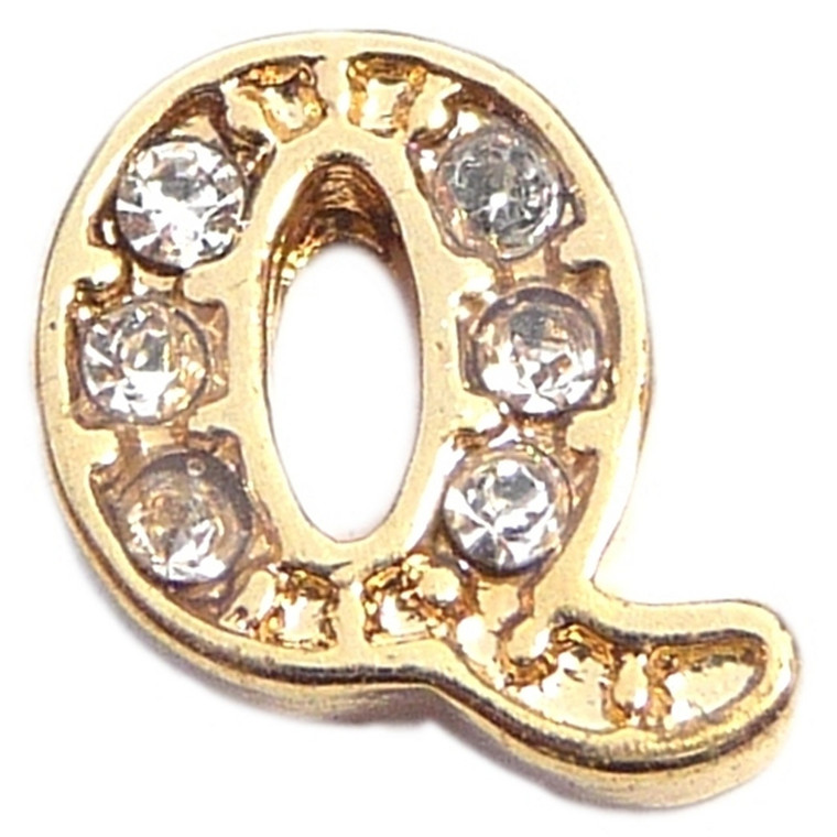 Fancy Goldtone Letter Q Floating Locket Charm