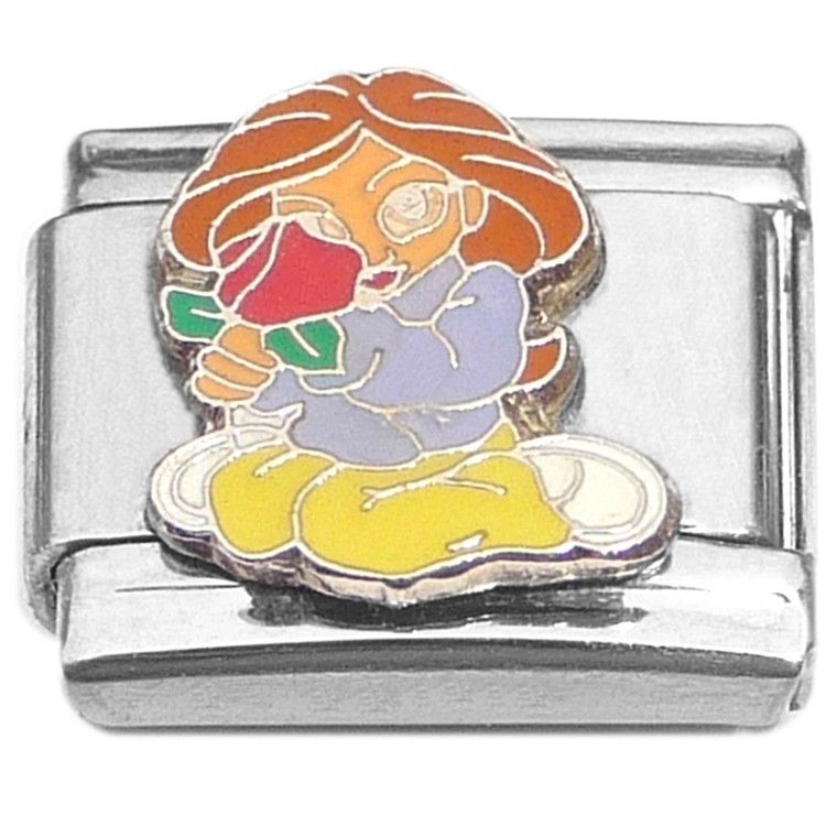 Girl Holding Red Rose Italian Charms