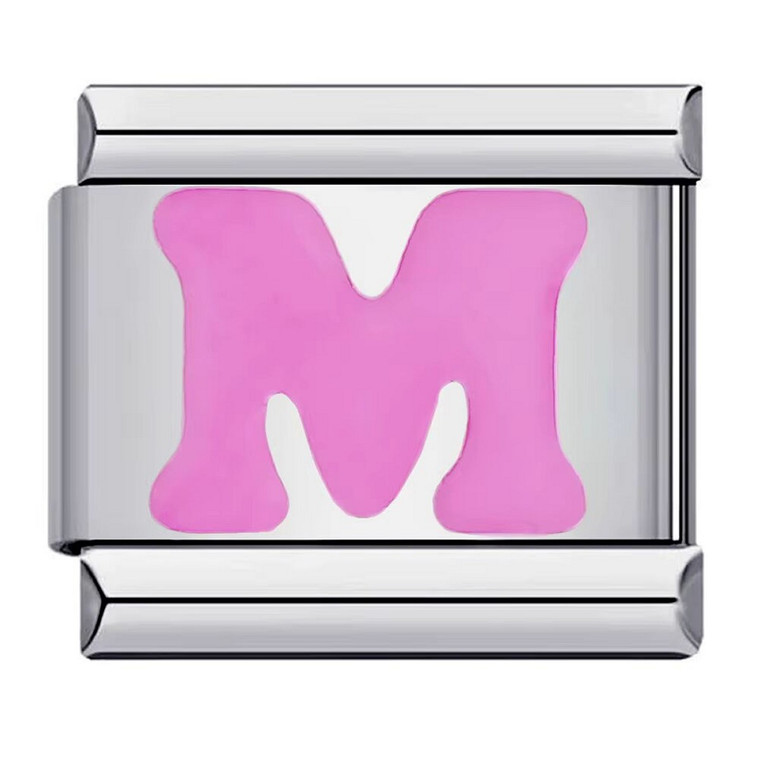 Pink Letter M Italian Charm