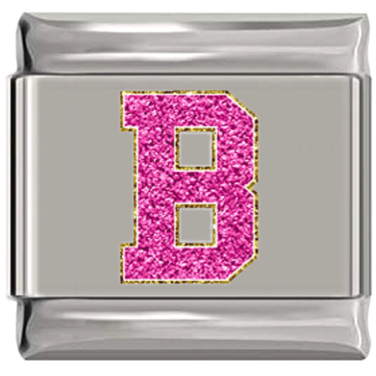 Sparkle Pink Letter B Italian Charm