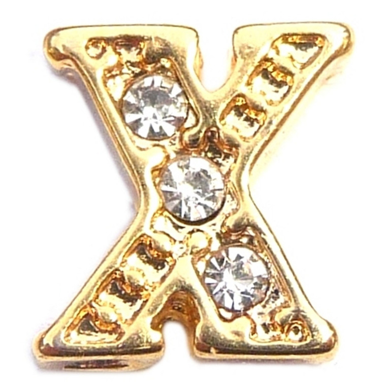 Fancy Goldtone Letter X Floating Locket Charm