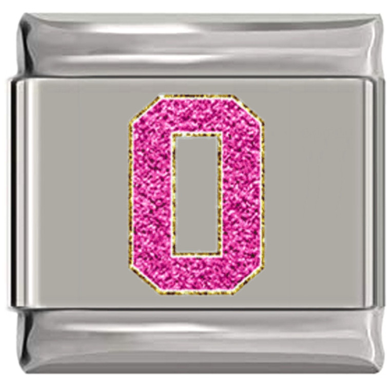 Sparkle Pink Letter O Italian Charm
