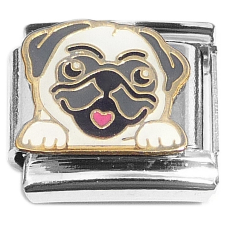 White Pug Puppy Dog Italian Charm