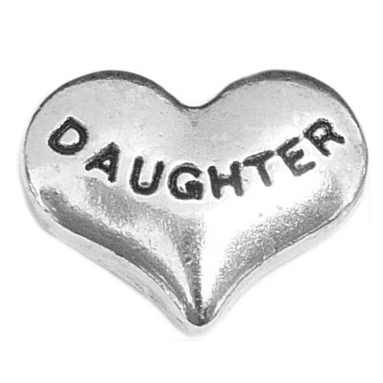 Daughter Silvertone Heart Floating Locket Charm