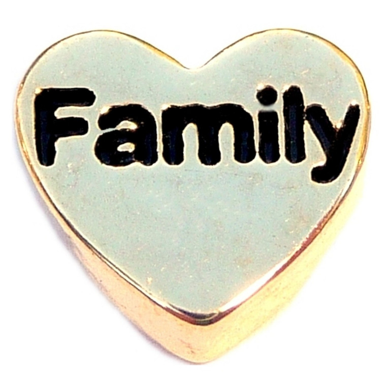 Family Goldtone Heart Floating Locket Charm