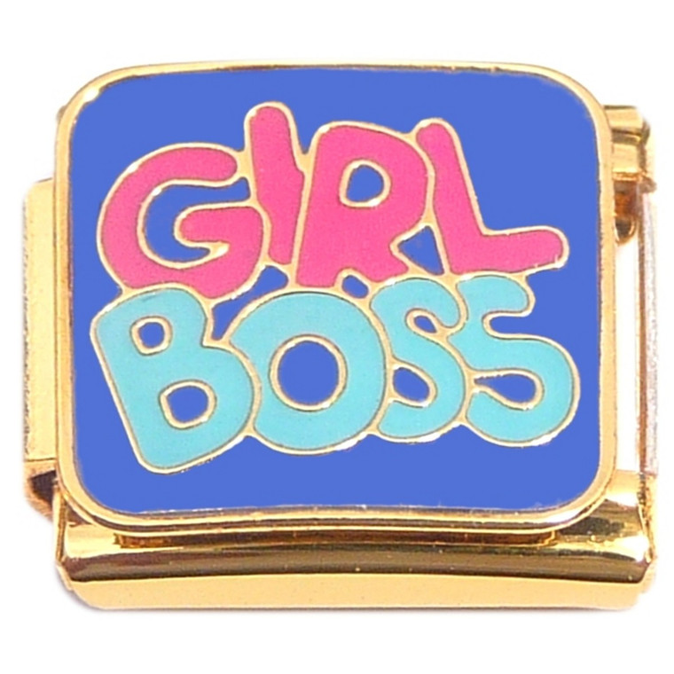 Girl Boss Blue Gold Base Italian Charm