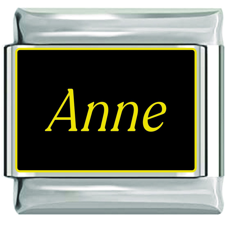 Anne Name Black Italian Charm