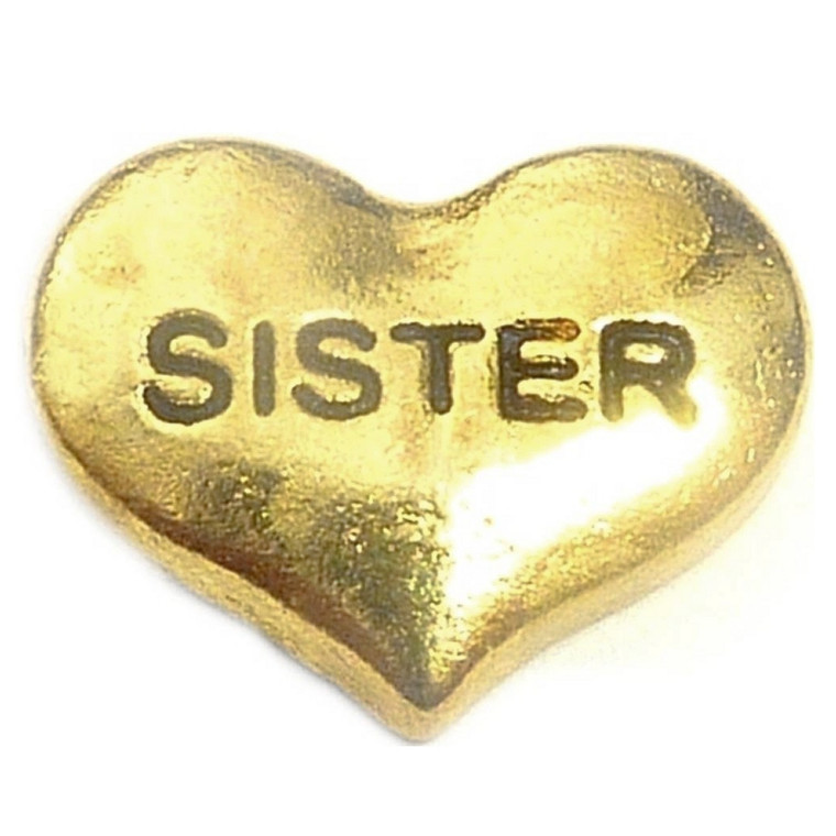 Sister Goldtone Heart Floating Locket Charm