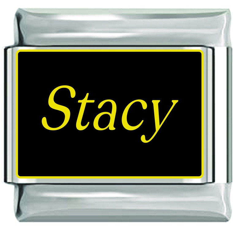 Stacy Name Black Italian Charm