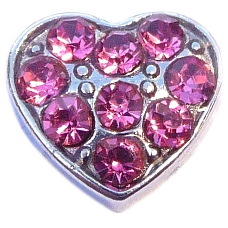 Heart with Pink Accents Floating Locket Charm