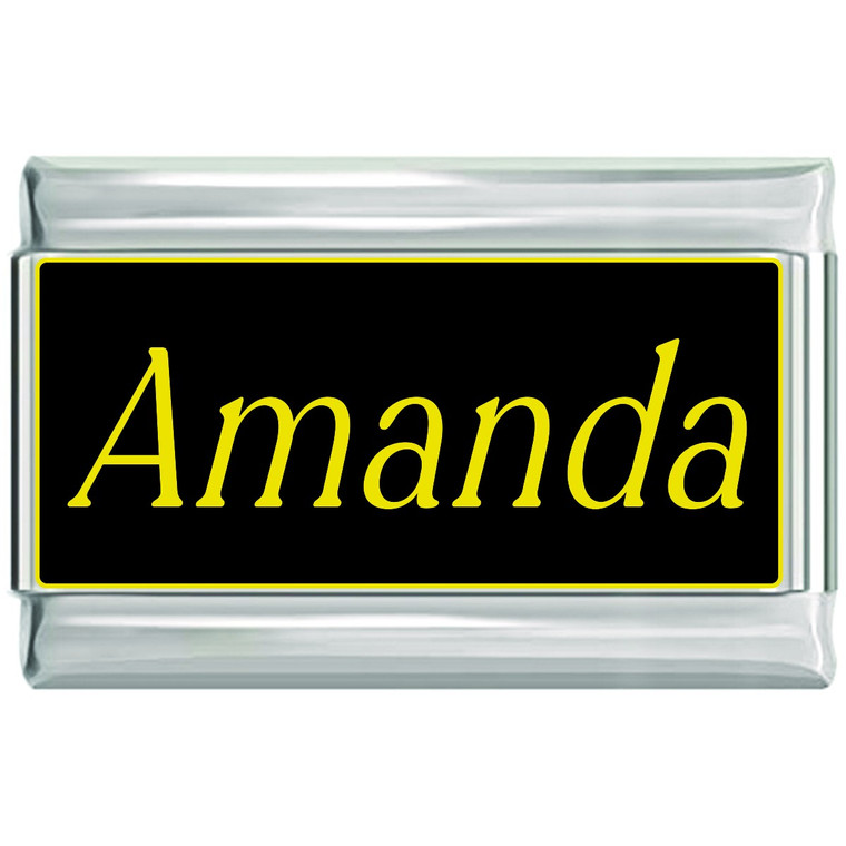 Amanda Name Black Superlink Italian Charm