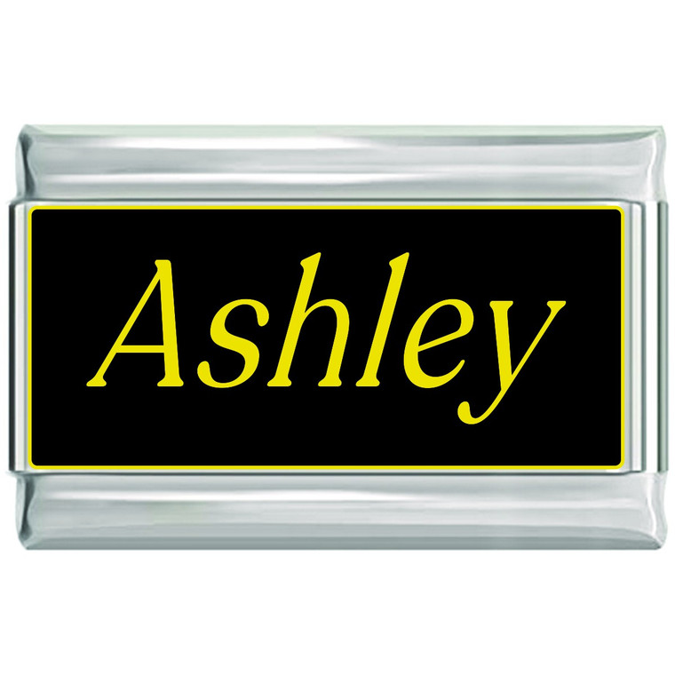 Ashley Name Black Superlink Italian Charm
