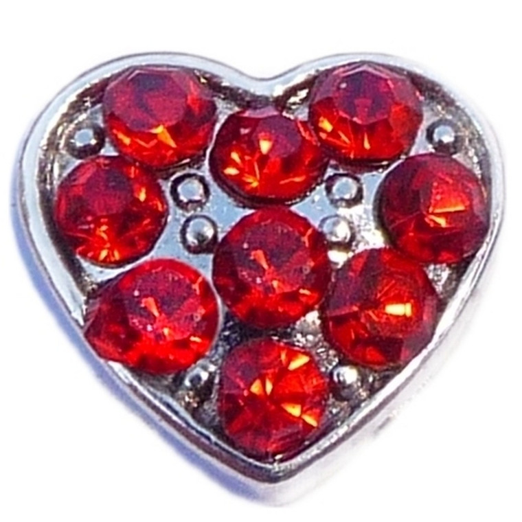 Heart with Red Accents Floating Locket Charm