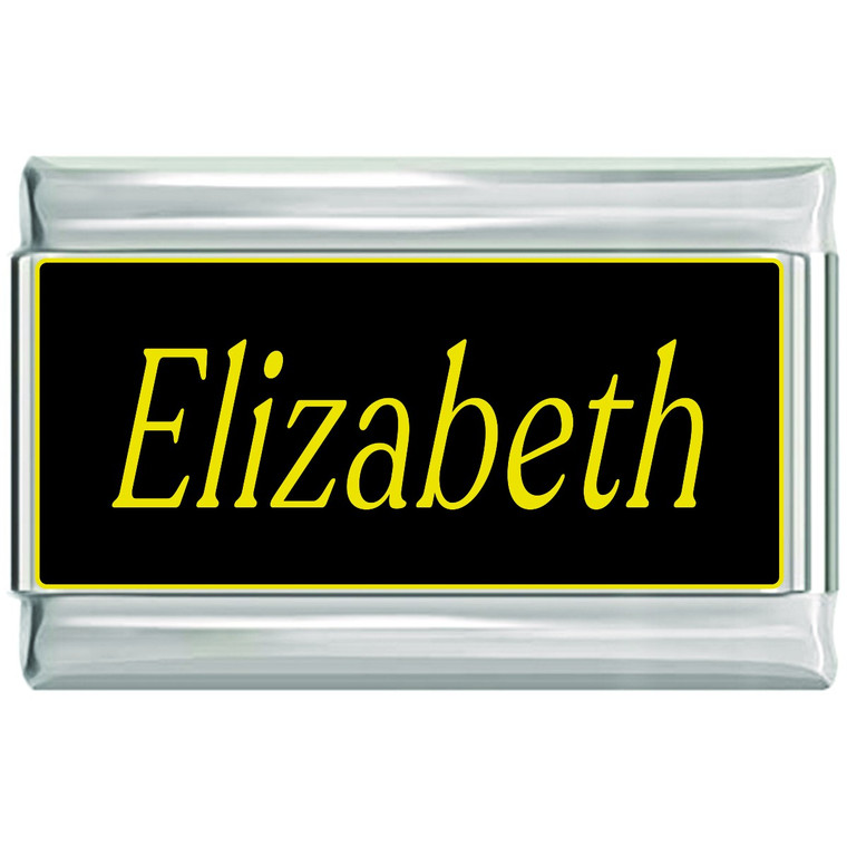 Elizabeth Name Black Superlink Italian Charm