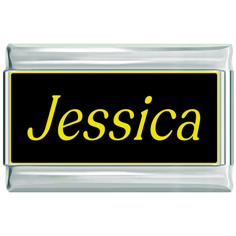 Jessica Name Black Superlink Italian Charm