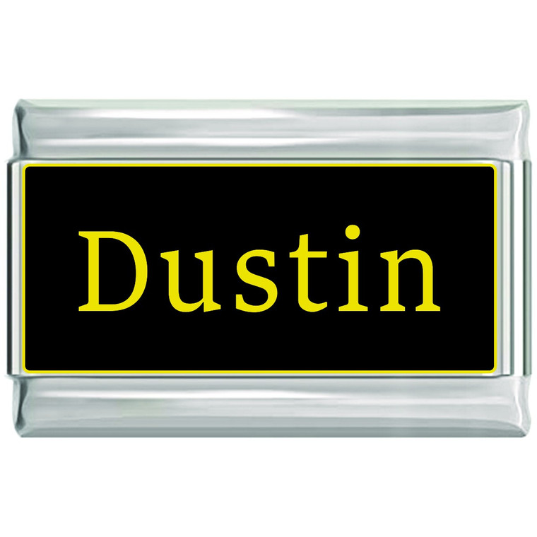 Dustin Name Black Superlink Italian Charm
