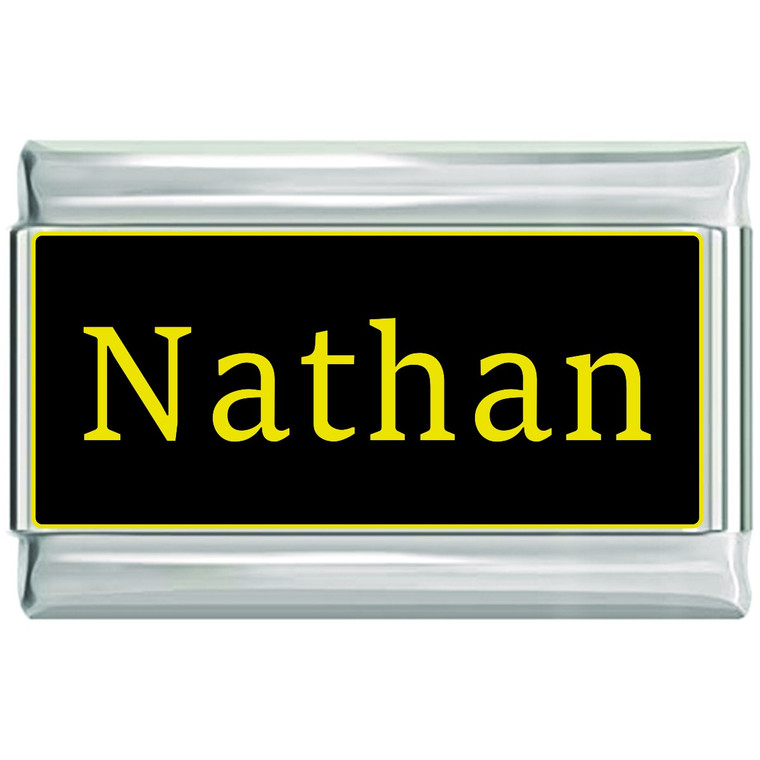Nathan Name Black Superlink Italian Charm