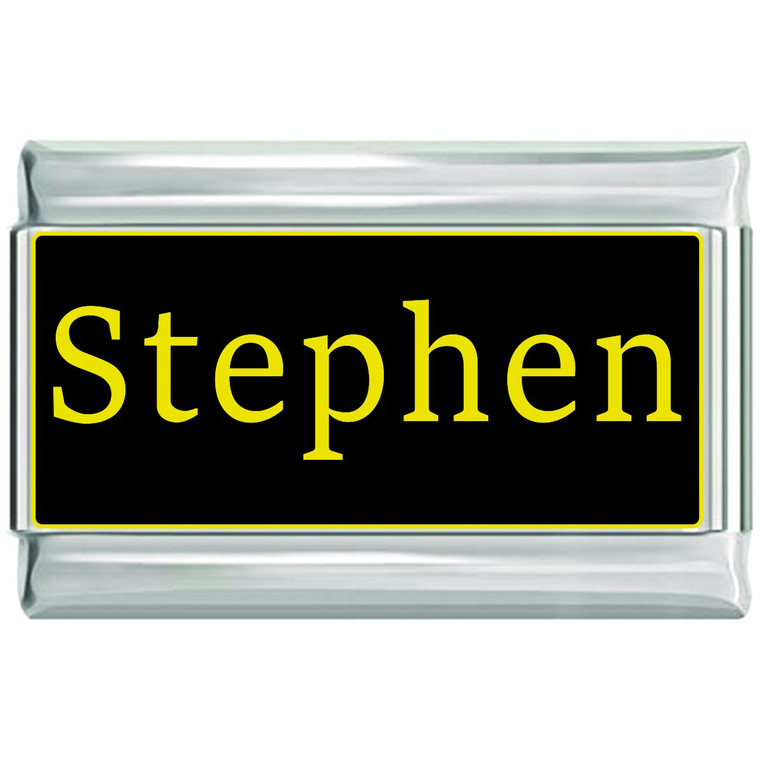 Stephen Name Black Superlink Italian Charm