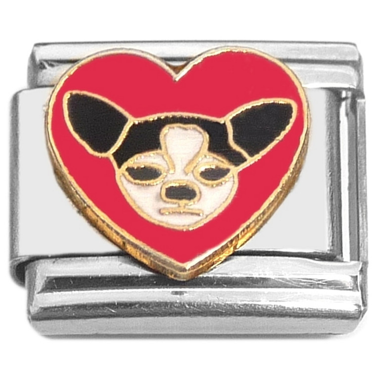 Chihuahua Puppy Dog Red Heart Italian Charm