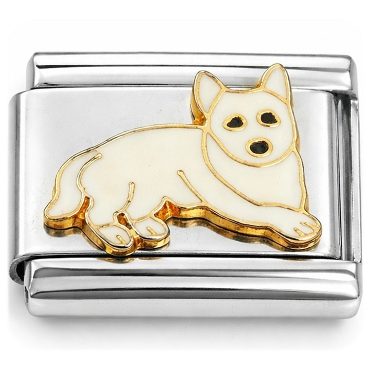 Sitting White Puppy Dog Italian Charm